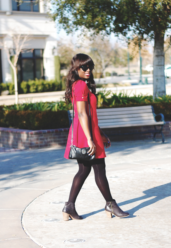 heart shaped sunglasses, little red dress, holiday dress, outfit for the holidays