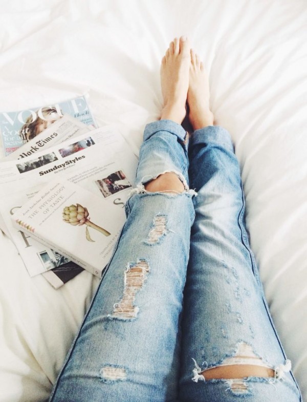 j. crew jeans, boyfriends jeans, relaxing in bed, sunday blues