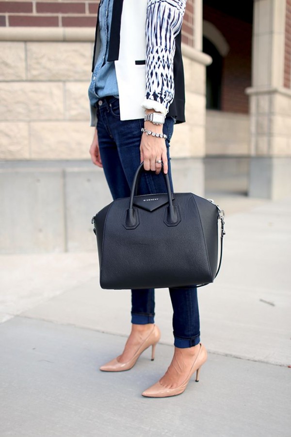 everyday black bag, black satchel, structured satchel, satchel street style, black purse