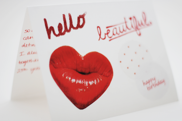 birthday card, handmade card, handmade birthday card, heart lips, hello beautiful