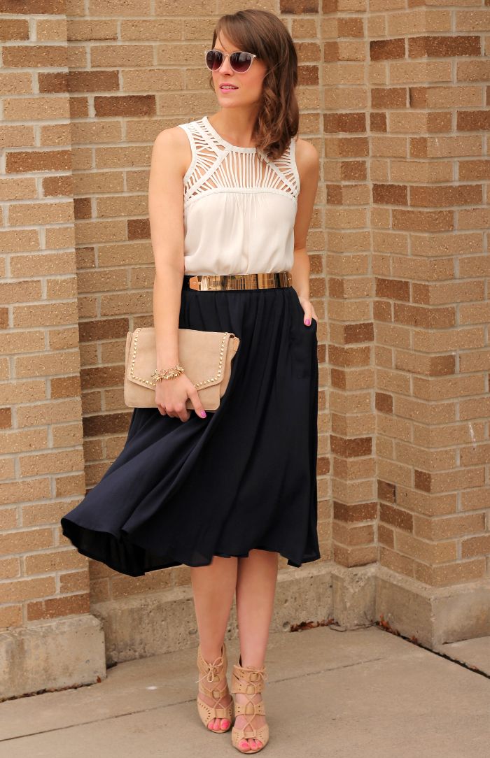 black skirt wedding guest outfit