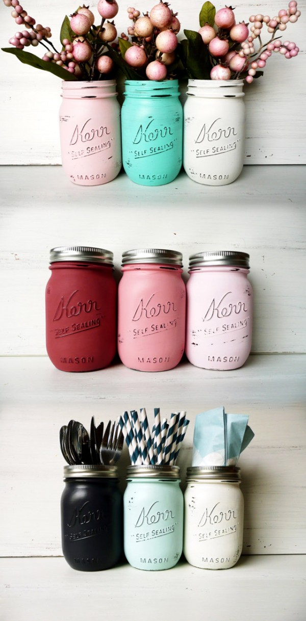 painted mason jars, diy