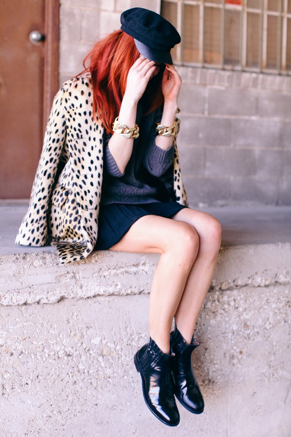 leopard coat, sea of shoes, fall shopping, fall outfit, chelsea boots, navy miniskirt, skirt and chelsea boots