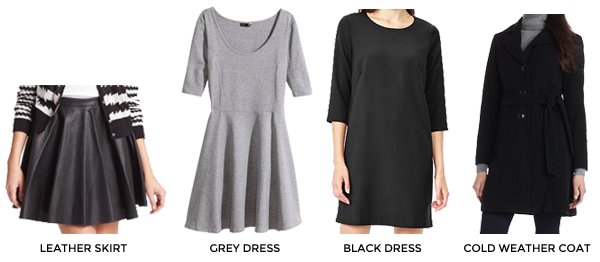 fall capsule wardrobe, fall capsule wardrobe 2014, h&m grey dress, black shift dress, black winter coat, faux leather skirt