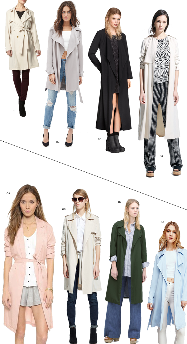 drapey trench jacket, drapey trench coat, get the look,  trench coats for women, spring 2015 trends