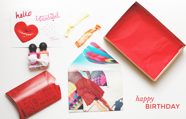 birchbox, birthday present, handmade, red confetti, birthday gift