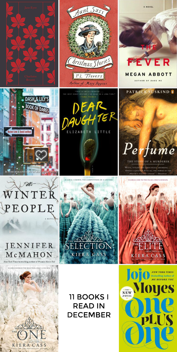 jane eyre, aunt sass, the fever, dash & lily's book of dares, dear daughter, perfume, the winter people, the selection, the elite, the one, the selection series, one plus one